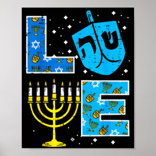 Liebe Hanukkah Dreidel Menorah Jüdisch Chanukah Mä Poster