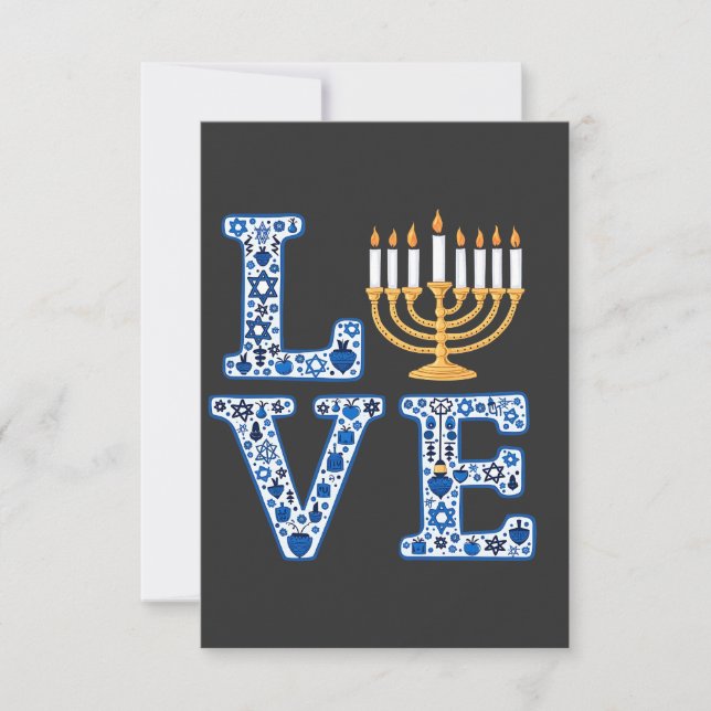 Liebe Hanukkah Jüdischer Urlaub Menorah Dankeskarte (Vorderseite)
