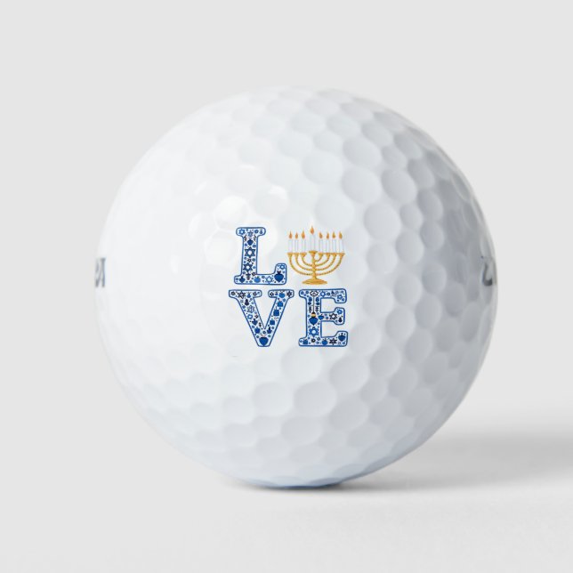 Liebe Hanukkah Jüdischer Urlaub Menorah Golfball (Vorderseite)
