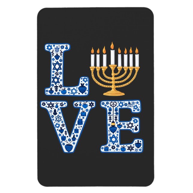 Liebe Hanukkah Jüdischer Urlaub Menorah Magnet (Vertikal)