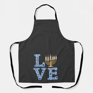 Liebe Hanukkah Jüdischer Urlaub Menorah Schürze