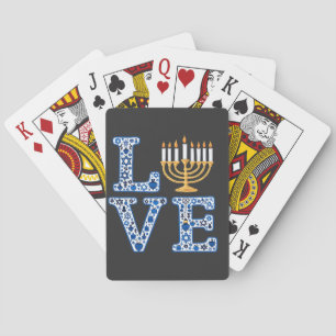 Liebe Hanukkah Jüdischer Urlaub Menorah Spielkarten