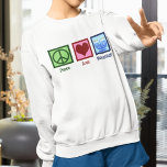 Liebe Hanukkah Sweatshirt<br><div class="desc">Peace Liebe Hanukkah Frauenhemd für eine jüdische Frau,  die Chanukah gerne feiert. Ein hübsches Friedenszeichen,  ein Herz und eine wunderschöne Menorah.</div>