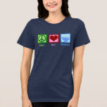 Liebe Hanukkah Tri-Blend Shirt<br><div class="desc">Peace Liebe Hanukkah Frauenfrauen T - Shirt für eine jüdische Person,  die Chanukah gerne feiert. Ein hübsches Friedenszeichen,  ein Herz und eine wunderschöne Menorah.</div>