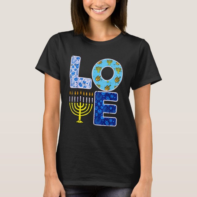 Liebe Hanukkiah Menorah Jew Hanukkah Chanukah Men  T-Shirt (Vorderseite)