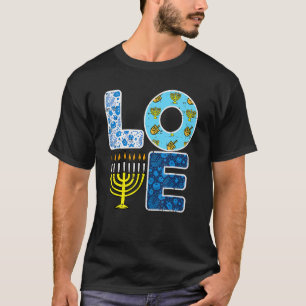 Liebe Hanukkiah Menorah Jew Hanukkah Chanukah Men T-Shirt