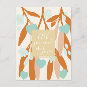 Liebe Happy Valentine's Day Hearts Branches Blume Feiertagspostkarte