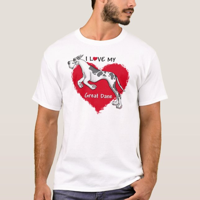 Liebe Harlequin Great Dane T-Shirt (Vorderseite)
