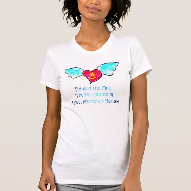 Liebe-Harmonie-Schönheit Winged Herz T-Shirt (Vorderseite)