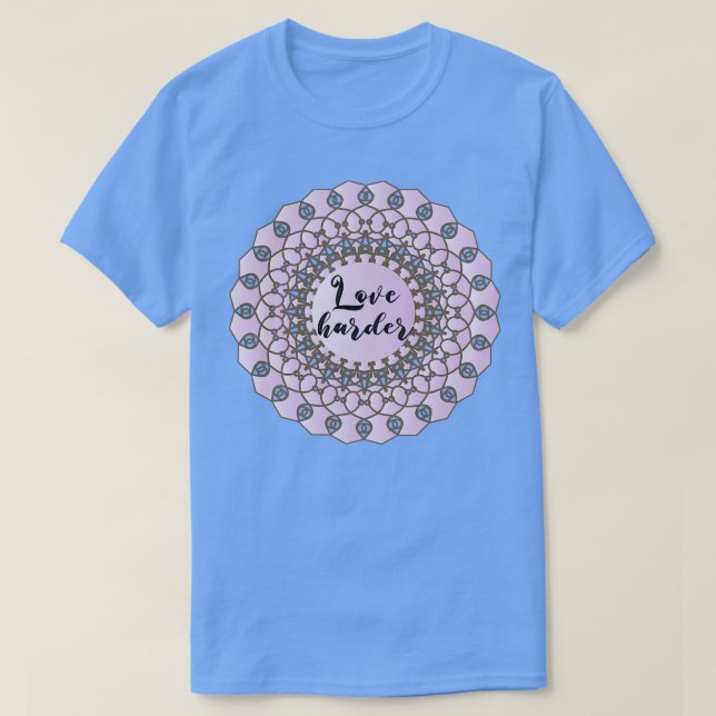 Liebe härter lila Pastel Blumenmandala Kunst T-Shirt (Design vorne)