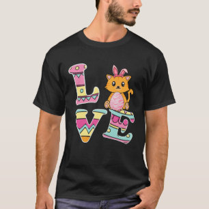 Liebe Hase Katze Eier Jagd Frohen Ostertag T-Shirt
