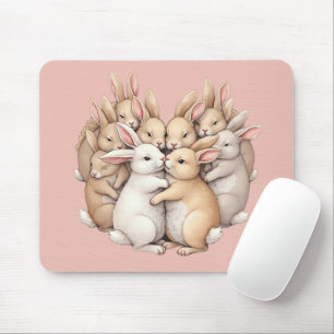 Liebe Hasen in einer gemütlichen Pastell-Umarbeitu Mousepad