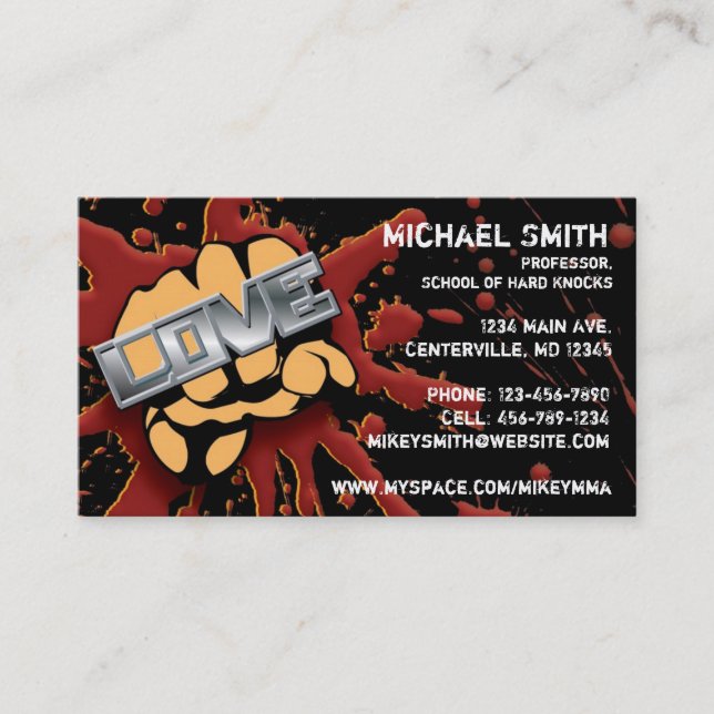 Liebe-/Hass-Faust-Karte Visitenkarte (Vorderseite)