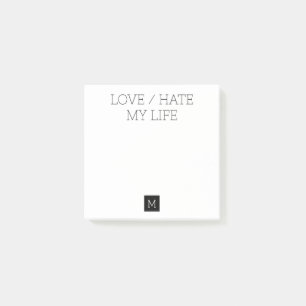 Liebe/Hass mein Leben Post-it Klebezettel