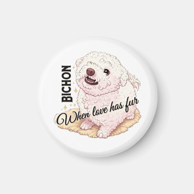 Liebe hat Fell Bichon  Magnet (Vorne)