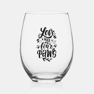 Liebe hat vier Paws Dog Lover Idee Weinglas Ohne Stiel
