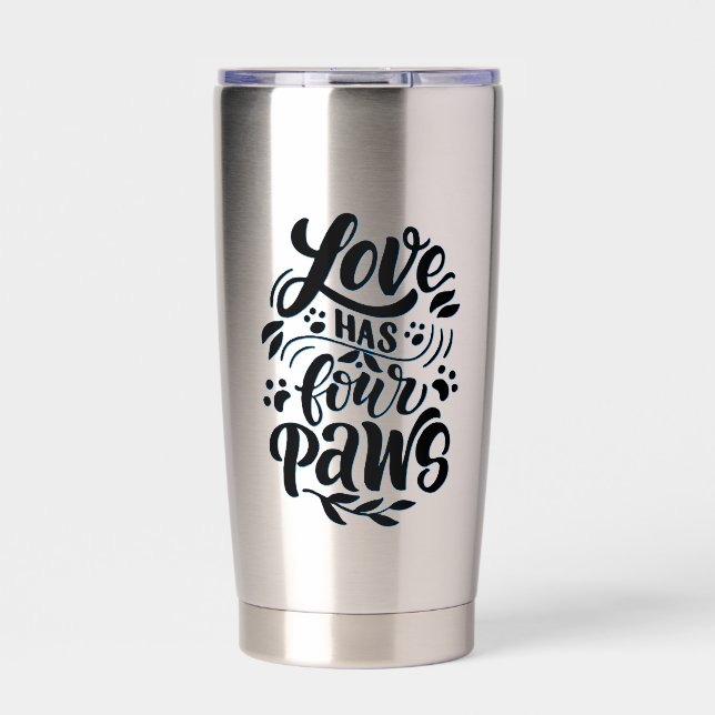 Liebe hat vier Pfoten Thermobecher (Vorderseite)