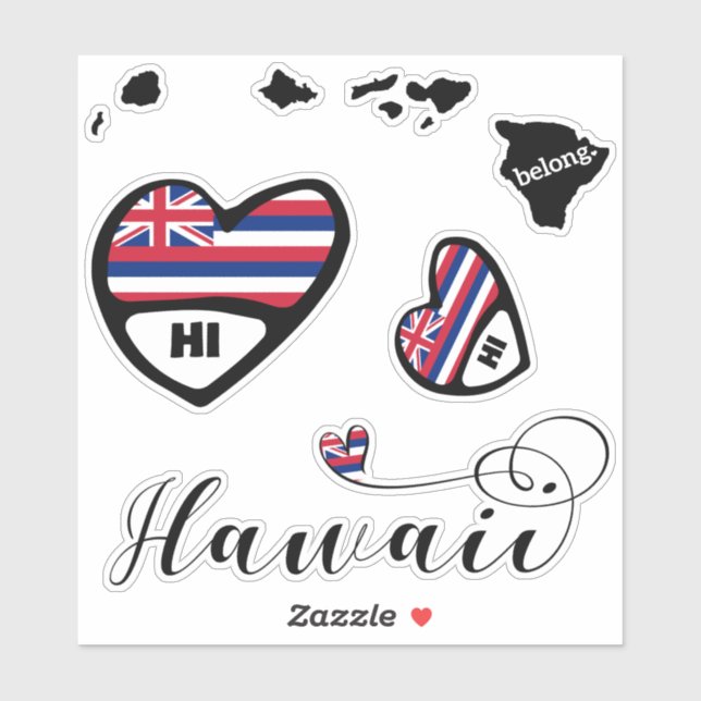 Liebe Hawaii, 3 Designs, Aufkleber Die (Blatt)