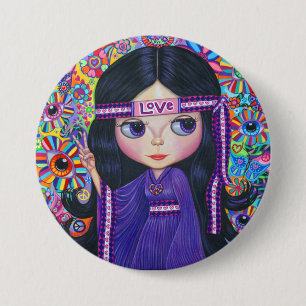 Liebe Headband Hippie Girl Doll Lila Psychedelic Button