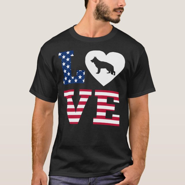 Liebe Heart American Flag T-Shirt (Vorderseite)