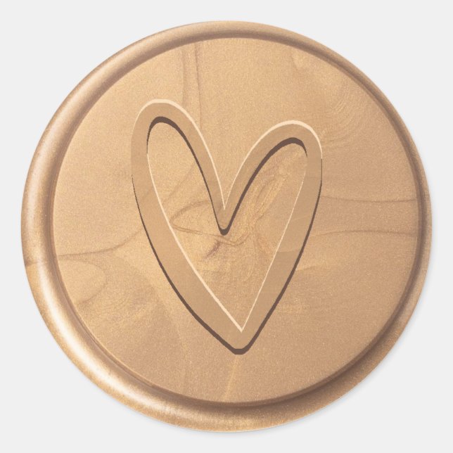 Liebe Heart Antique Gold Wax Siegel Sticker (Vorderseite)