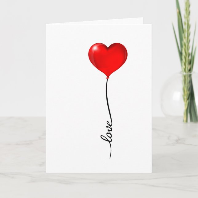 Liebe Heart Balloon Valentines Karte (Vorderseite)
