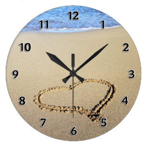 Liebe Heart Beach Große Wanduhr