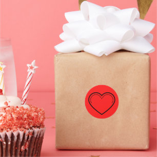 Liebe Heart Black Valentine Classic Round Sticker