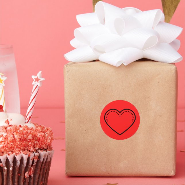 Liebe Heart Black Valentine Classic Round Sticker (Party)