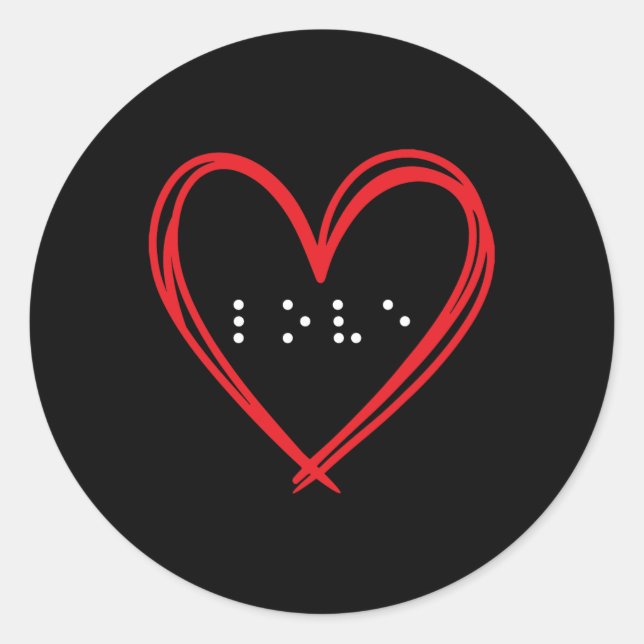 Liebe Heart Braille Alphabet Braille Sprache Brail Runder Aufkleber (Vorderseite)