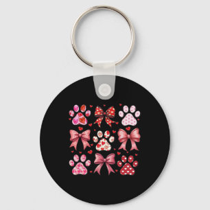 Liebe Heart Dog Paw Print Coquette Ästhetische Bow Schlüsselanhänger