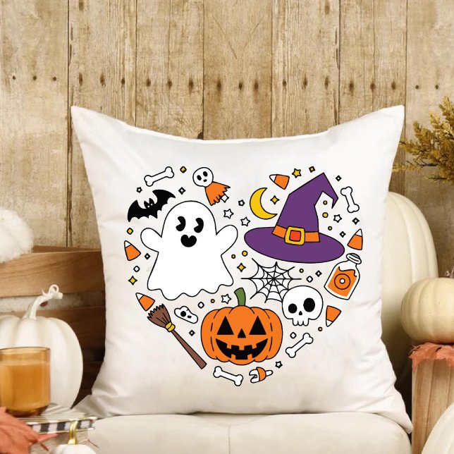 Liebe Heart Gestalt Unser 1. Halloween, neue Zuhau Kissen (Love Heart Shape Our 1st Halloween Family New Home Throw Pillow)