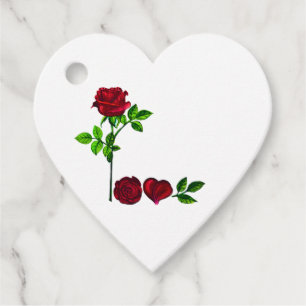 LIEBE - Heart Gift Tag - Handgemalte Rose Geschenkanhänger