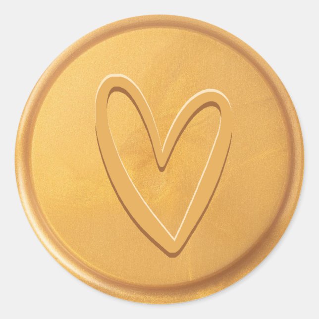 Liebe Heart Gold Wax Siegel Sticker (Vorderseite)