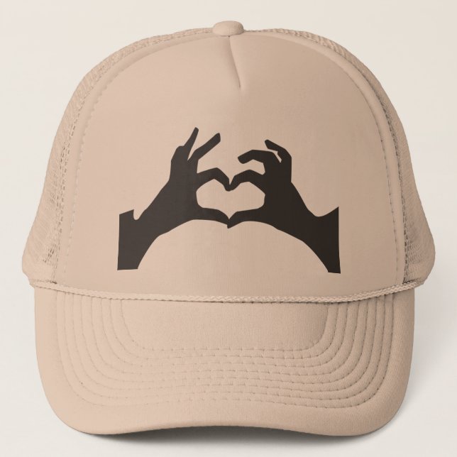 Liebe Heart Hand Sign Hat Truckerkappe (Vorderseite)