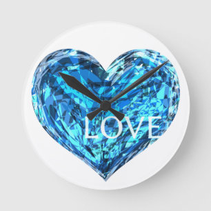 LIEBE HEART hellblau Runde Wanduhr