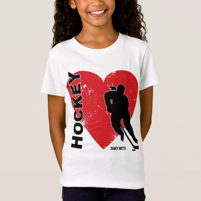 Liebe Heart Hockey Girls T-Shirt (Vorderseite)