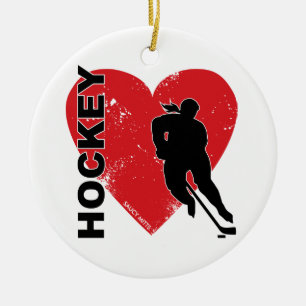 Liebe Heart Hockey Keramik Ornament
