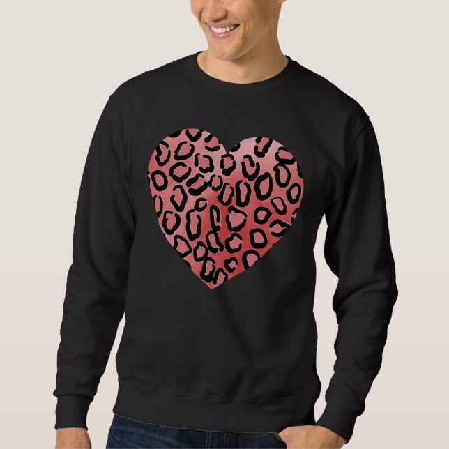 Liebe Heart Leopard Cheetah Animal Print Sweatshirt (Vorderseite)