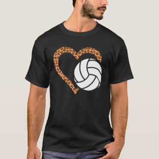 Liebe Heart Leopard Volleyball Ball Mama T-Shirt