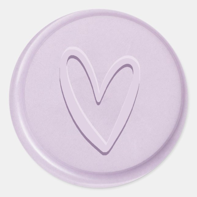 Liebe Heart Lilac Wax Siegel Sticker (Vorderseite)