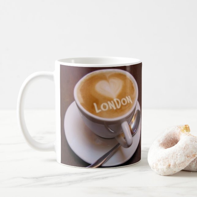 Liebe Heart London Cappuccino Kaffee Tasse (Mit Donut)