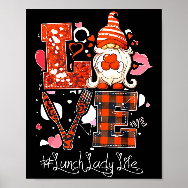 Liebe Heart Lunch Lady Cafeteria Worker Gnome Poster (Vorne)