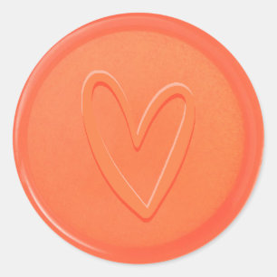 Liebe Heart Orange Wax Siegel Sticker
