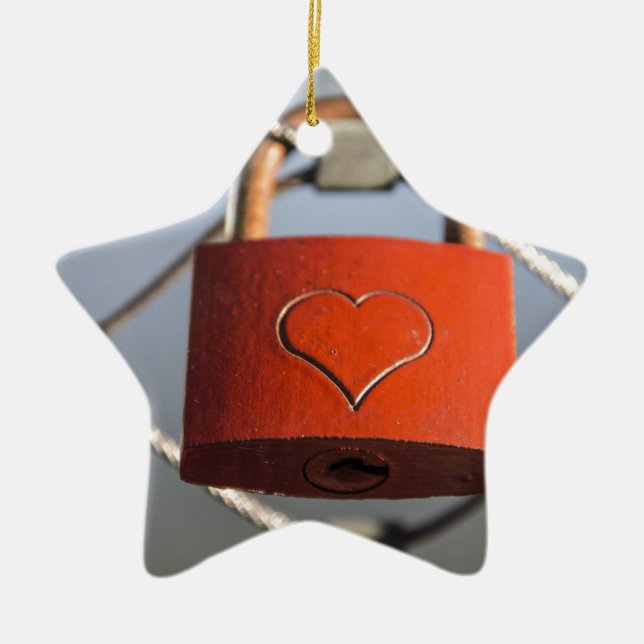 Liebe Heart Padlock Keramikornament (Vorne)
