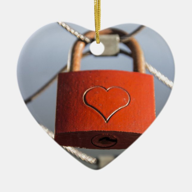 Liebe Heart Padlock Keramikornament (Vorne)