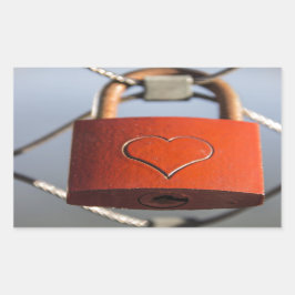Liebe Heart Padlock Rechteckiger Aufkleber