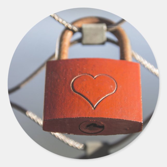 Liebe Heart Padlock Runder Aufkleber (Vorderseite)