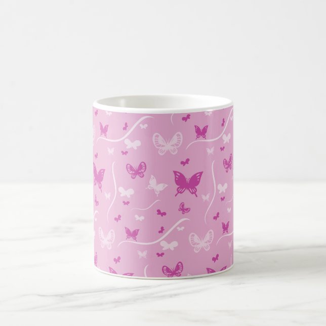 Liebe Heart Pink Butterfly Kaffeetasse (Mittel)