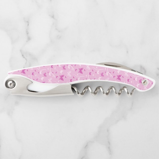 Liebe Heart Pink Butterfly Kellnermesser (Vorderseite)